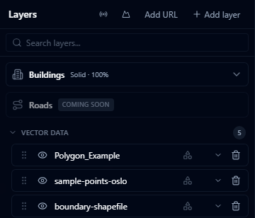 Layers panel showing the imported boundary-shapefile layer in the list, with its polygon geometry rendered on the terrain