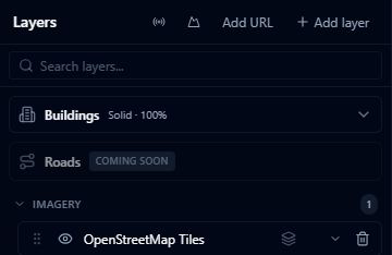 Layers panel showing the added XYZ Tiles layer