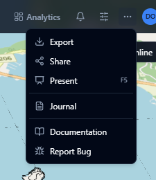 Viewer overflow menu showing the Present action alongside export and sharing actions